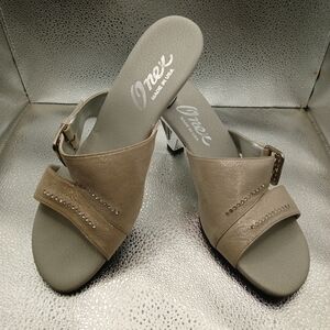 Onex Pewter/Cream Leather Handmade Slides Women's Size 9